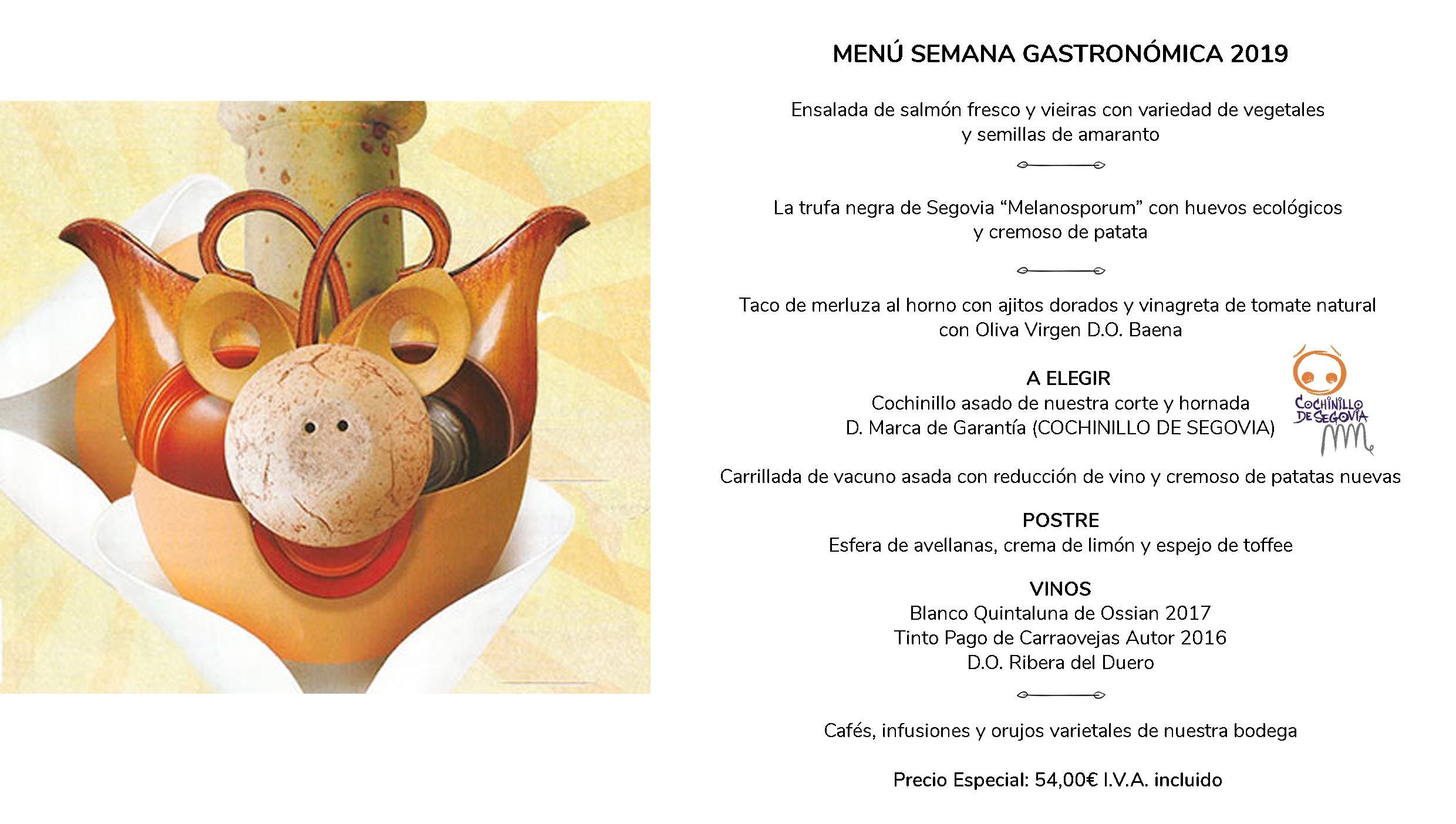 Menú XXVII Semana Cocina Segoviana 2019